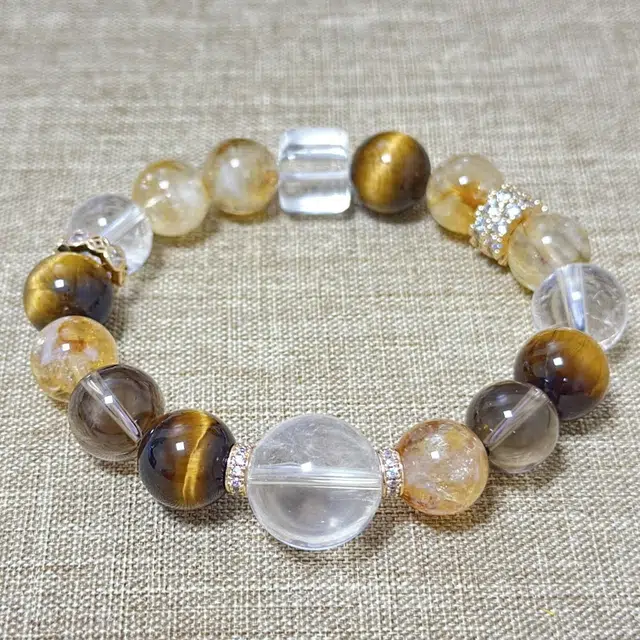 千叶珠宝 多宝招财优雅大气质感格调贵气轻奢高级感小众设计款精致百搭#好运天然 黄水晶 手串 男女同款情侣款