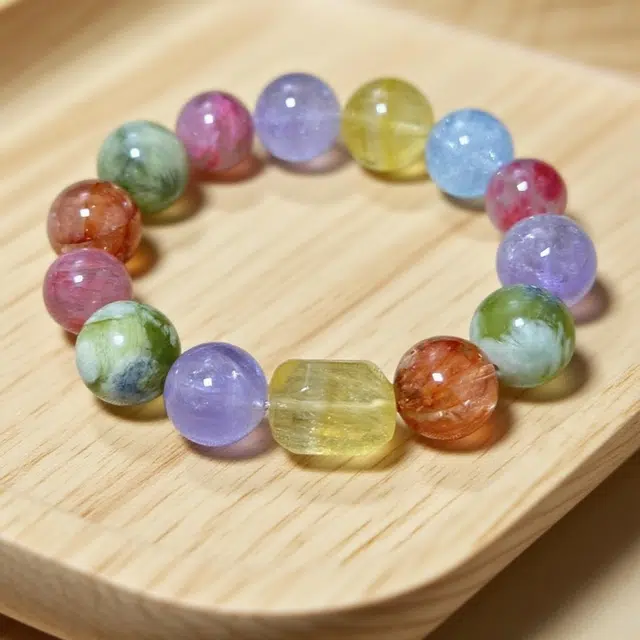 千叶珠宝 「虹霓叠彩·异珠缀梦」彩色多巴胺 甜美活力元气旺人缘转运 新中式国潮小众轻奢设计款#好运天然 多色水晶 手串 女款