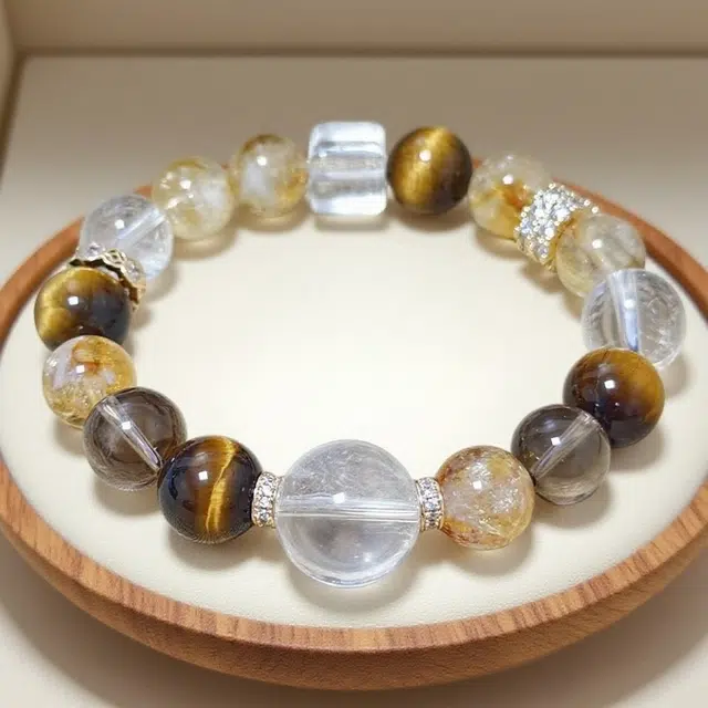 千叶珠宝 多宝招财优雅大气质感格调贵气轻奢高级感小众设计款精致百搭#好运天然 黄水晶 手串 男女同款情侣款