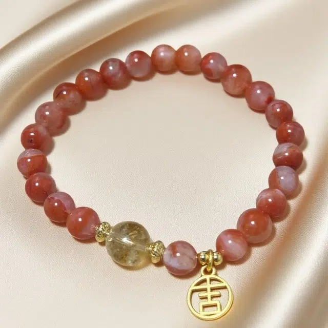 千叶珠宝 赤练悬吉金辉缀玉吉祥牌 平安新中式国潮小众设计款 优雅贵气轻奢高级感大气#好运天然 玛瑙 手串 男女同款情侣款