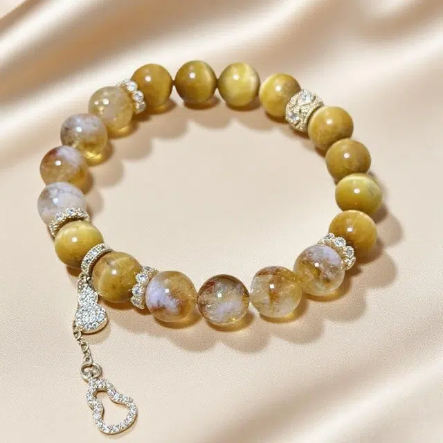 千叶珠宝 「金霭缀葫·钻芒耀」 优雅灵动招财福气富贵贵气轻奢高级感小众设计款#好运天然 黄水晶 手串 男女同款情侣款