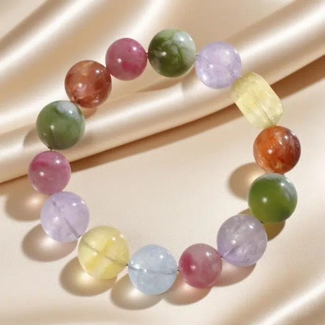 千叶珠宝 「虹霓叠彩·异珠缀梦」彩色多巴胺 甜美活力元气旺人缘转运 新中式国潮小众轻奢设计款#好运天然 多色水晶 手串 女款