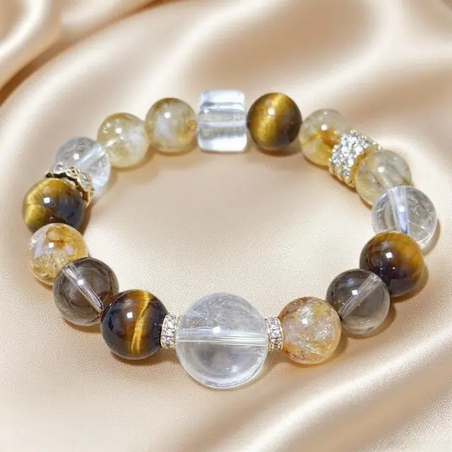 千叶珠宝 多宝招财优雅大气质感格调贵气轻奢高级感小众设计款精致百搭#好运天然 黄水晶 手串 男女同款情侣款