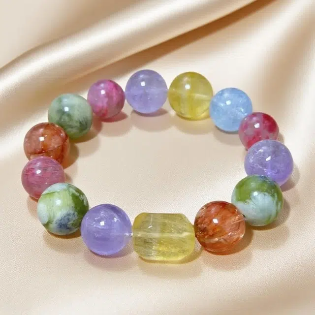 千叶珠宝 「虹霓叠彩·异珠缀梦」彩色多巴胺 甜美活力元气旺人缘转运 新中式国潮小众轻奢设计款#好运天然 多色水晶 手串 女款
