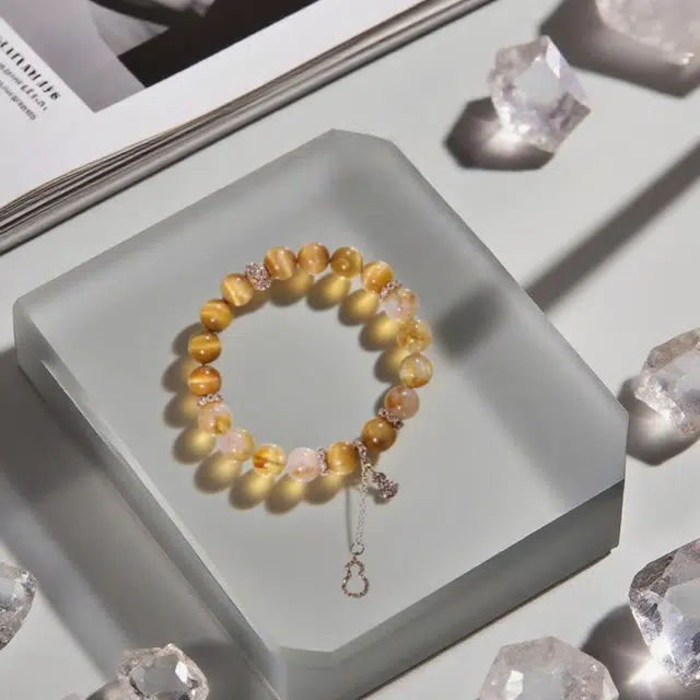 千叶珠宝 「金霭缀葫·钻芒耀」 优雅灵动招财福气富贵贵气轻奢高级感小众设计款#好运天然 黄水晶 手串 男女同款情侣款
