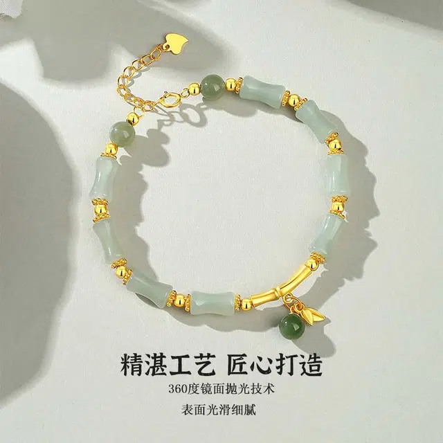 路易佳妮 竹节小众百搭高级感新中式国风 手串 青白玉 男女同款情侣款
