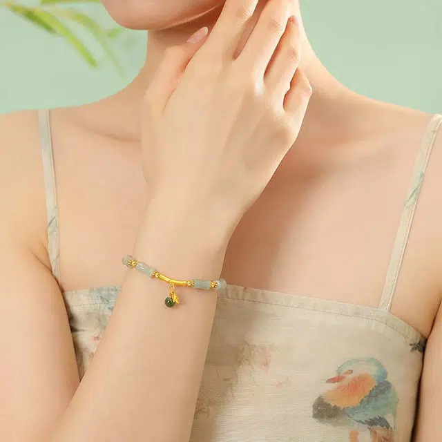 路易佳妮 竹节小众百搭高级感新中式国风 手串 青白玉 男女同款情侣款