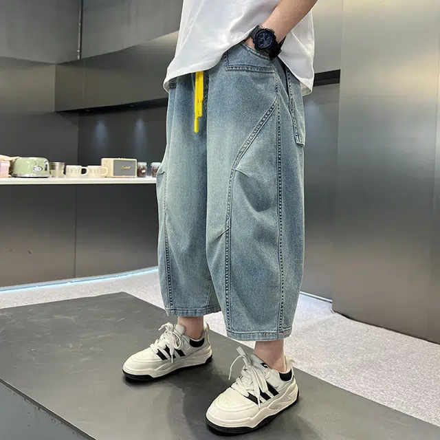 木木屋牛仔裤 百搭简约舒适休闲潮流洋气 蓝色 儿童款