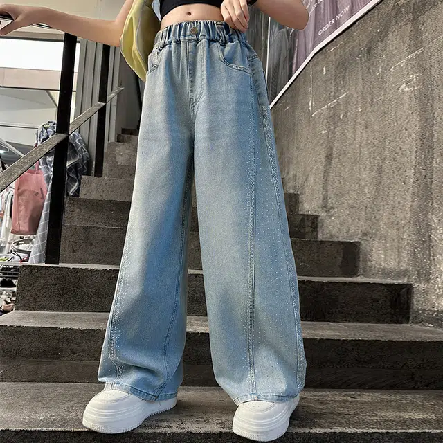 木木屋牛仔裤 百搭洋气舒适休闲 蓝色 儿童款