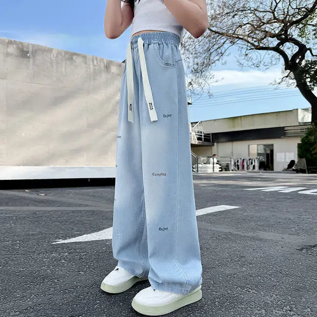 木木屋牛仔裤 洋气舒适百搭休闲 蓝色 儿童款