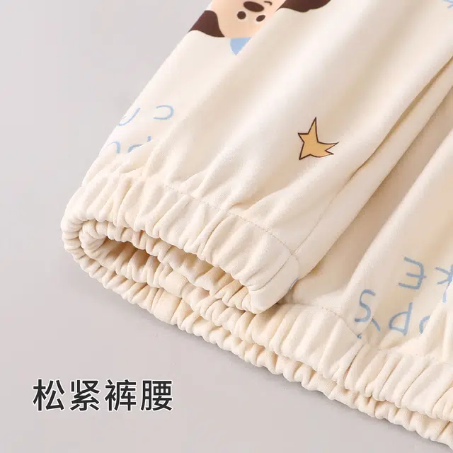 俞兆林 可爱小狗卡通翻领柔软磨毛德绒长袖长裤舒适保暖高级感家居服睡衣套装 秋冬季 女款