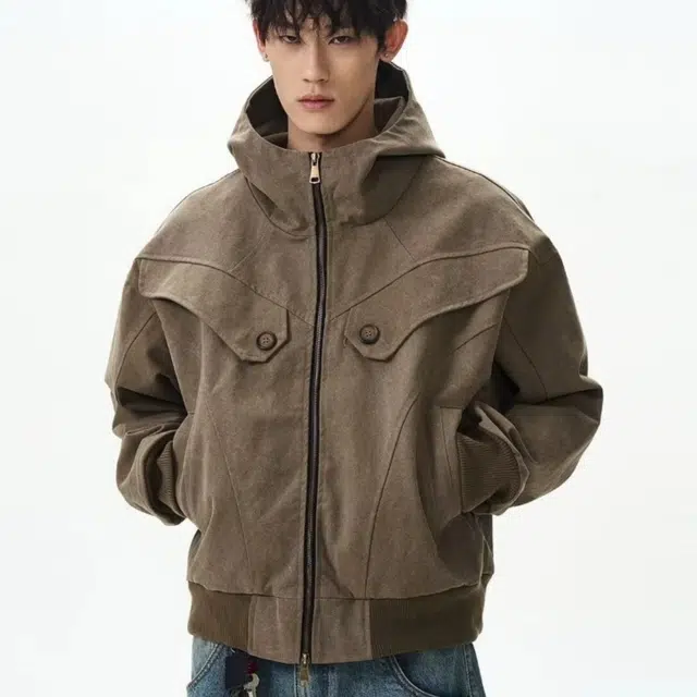 木木兔 美式灯芯绒拉链棒球服复古宽松休闲棉衣痞帅外套 男款