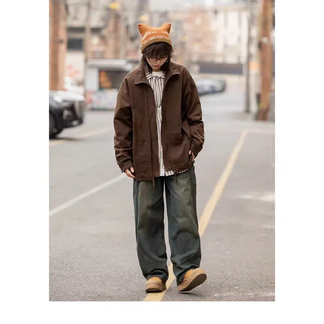 木木兔 美拉德高级感痞帅立领棉衣休闲情侣外套 男款