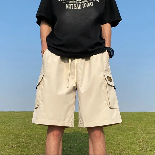 木木兔 美式大口袋潮牌速干百搭休闲宽松时尚运动中裤透气小众五分裤工装短裤 男款