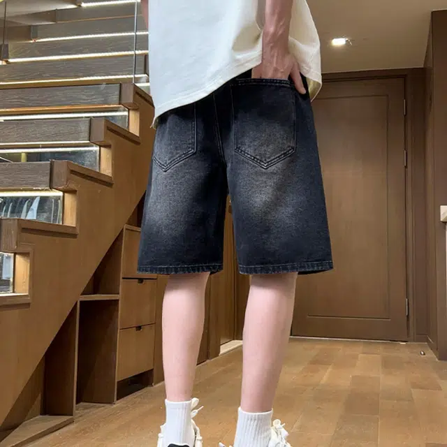木木兔 美式复古潮牌百搭小众时尚高级感五分裤牛仔短裤 男款