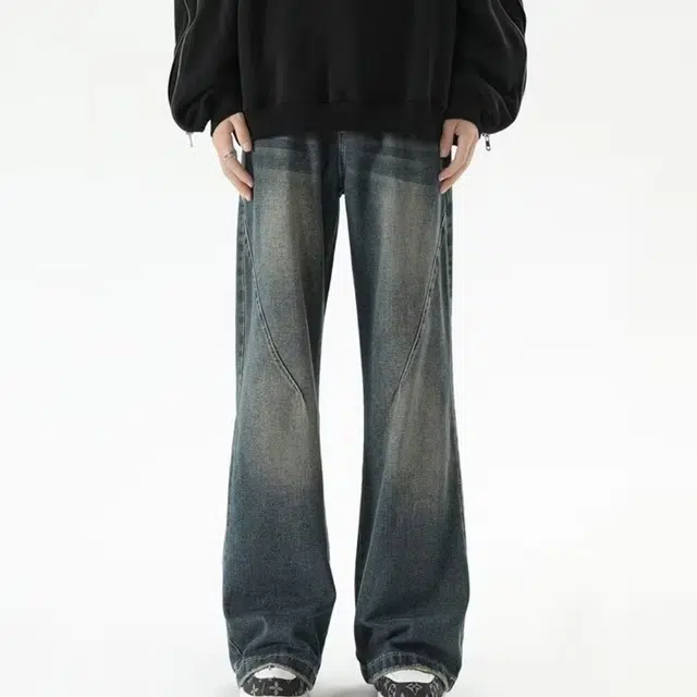 木木兔 美式复古做旧水洗直筒宽松显瘦阔腿工装裤拖地休闲裤 男款