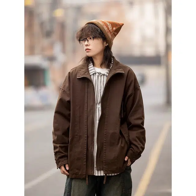 木木兔 美拉德高级感痞帅立领棉衣休闲情侣外套 男款