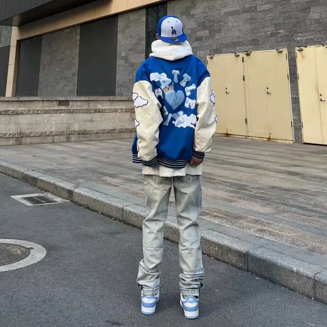 木木兔 美式街头复古破洞水洗做旧牛仔裤 男款