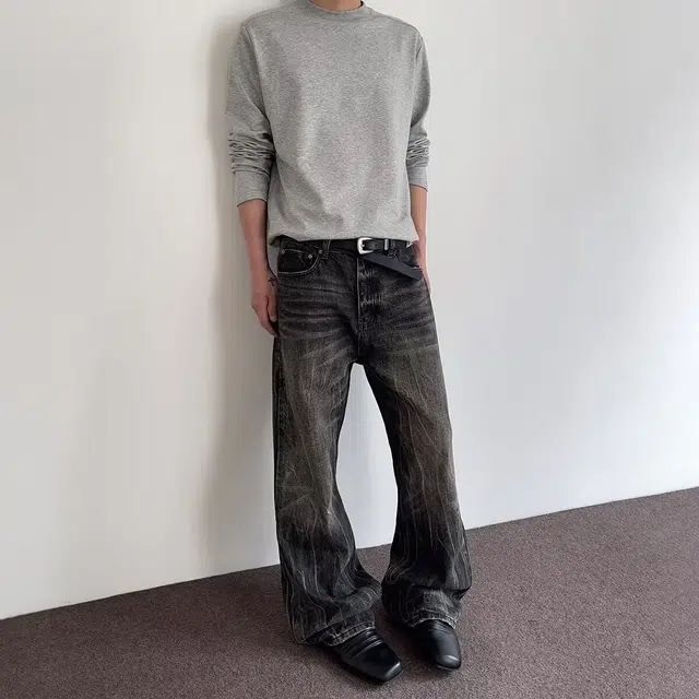 木木兔 美式复古水洗做旧设计感宽松百搭牛仔裤 男款