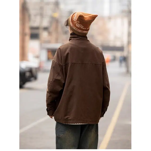 木木兔 美拉德高级感痞帅立领棉衣休闲情侣外套 男款