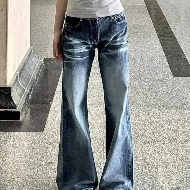 木木兔 美式复古高级感小众做旧猫须直筒宽松牛仔裤休闲时尚男设计感痞帅裤子潮牌 男款