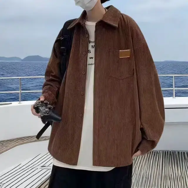 木木兔 春秋季猫爪时尚勾花牛仔衬衣高街痞帅复古美式罕见外套衬衫 男女同款