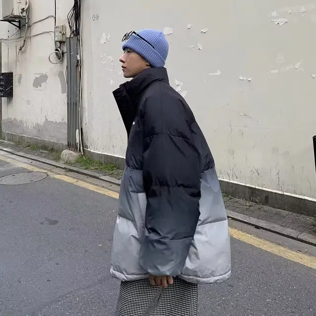 木木兔 美式立领短款渐变休闲宽松保暖加厚棉衣面包服外套 男款