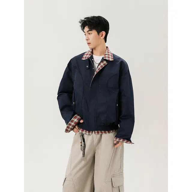 木木兔 美式立领工装潮牌情侣宽松外套飞行时尚夹克 男款