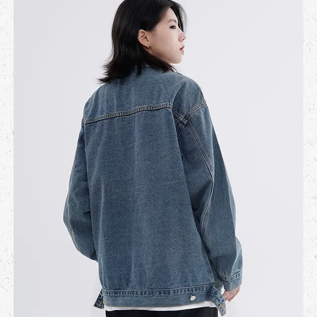 木木兔 美式潮牌水洗做旧牛仔外套复古宽松嘻哈百搭情侣翻领夹克 男款