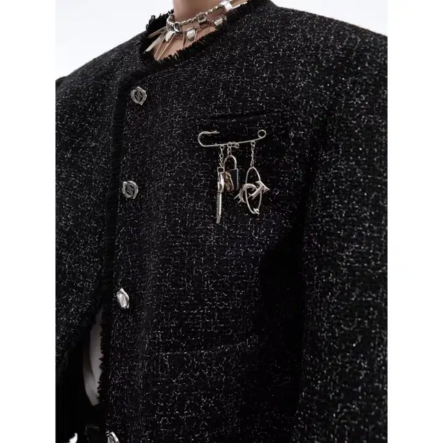 木木兔设计感外套 气质轻奢亮丝小香风网红时尚垫肩夹克 儿童款