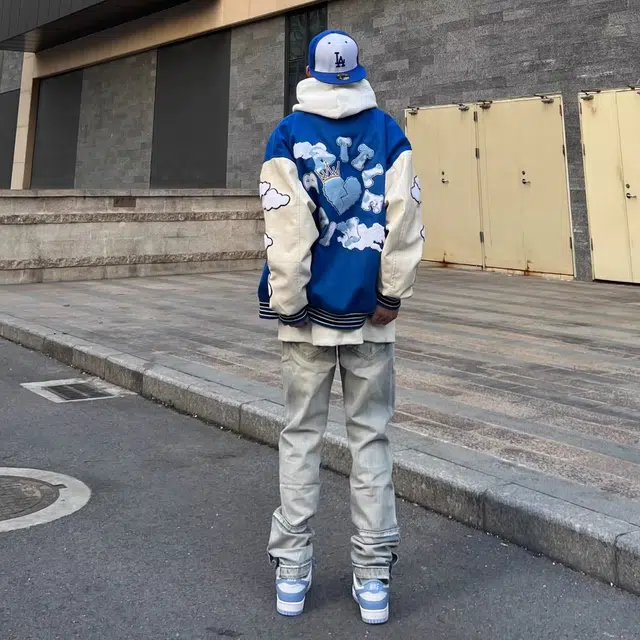 木木兔 美式街头复古破洞水洗做旧牛仔裤 男款