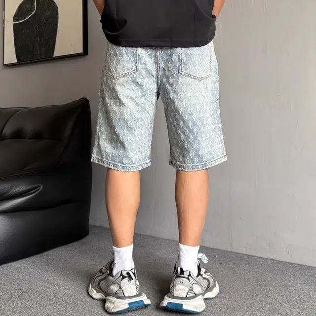 木木兔 美式痞帅潮牌直筒休闲百搭小众时尚设计感五分裤牛仔短裤 男款