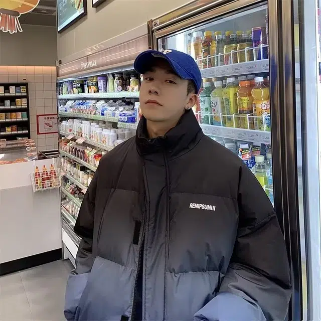 木木兔 美式立领短款渐变休闲宽松保暖加厚棉衣面包服外套 男款