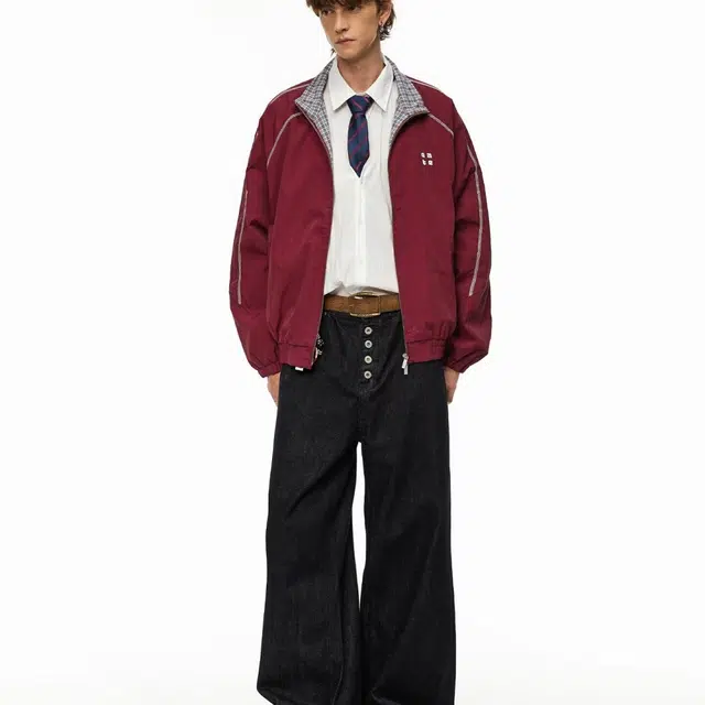 木木兔美式休闲外套 翻领格子哈苏线运动字母刺绣宽松夹克 儿童款