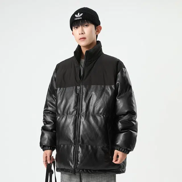 木木兔 美式加厚立领皮衣棉服潮牌百搭棉衣机车外套 男款