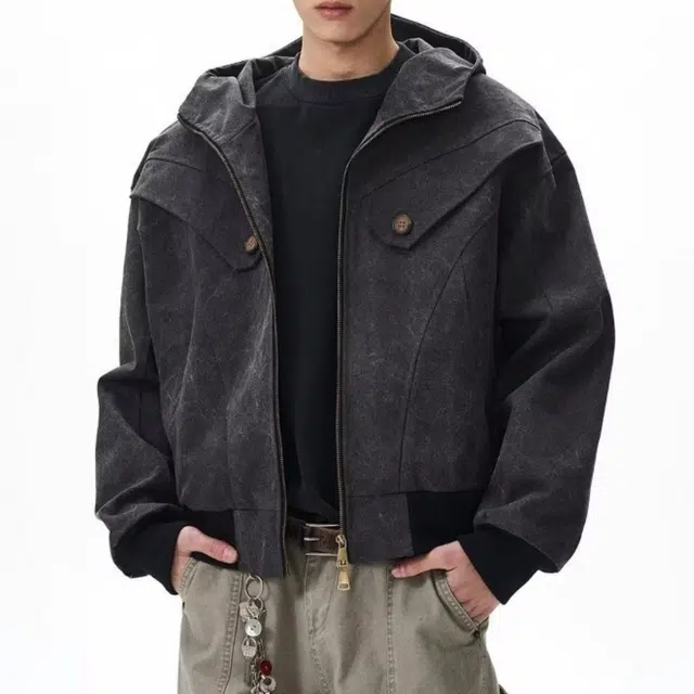 木木兔 美式灯芯绒拉链棒球服复古宽松休闲棉衣痞帅外套 男款