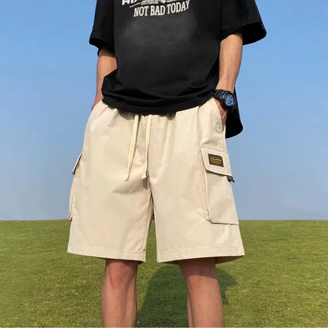 木木兔 美式大口袋潮牌速干百搭休闲宽松时尚运动中裤透气小众五分裤工装短裤 男款