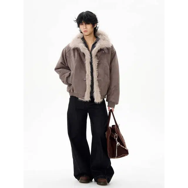 木木兔 棉服潮牌学生宽松大码加厚棉衣面包服外套 男款