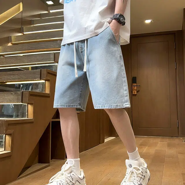 木木兔 美式复古潮牌百搭小众时尚高级感五分裤牛仔短裤 男款