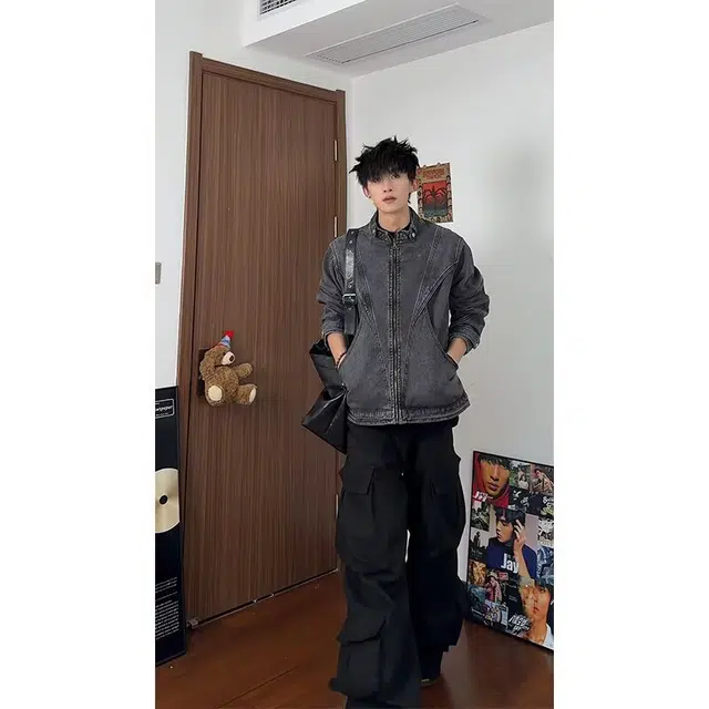 木木兔 美式牛仔衬衫款复古做旧潮牌外套宽松水洗夹克 男款