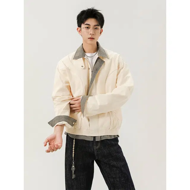 木木兔 美式立领工装潮牌情侣宽松外套飞行时尚夹克 男款