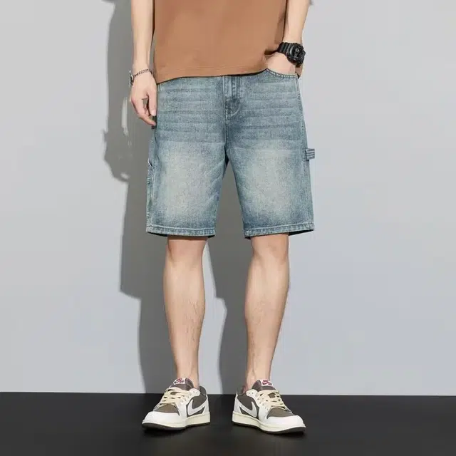木木兔 美式高街复古潮牌舒适牛仔短裤 男款