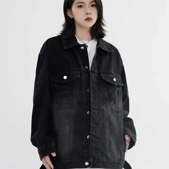 木木兔 美式潮牌水洗做旧牛仔外套复古宽松嘻哈百搭情侣翻领夹克 男款