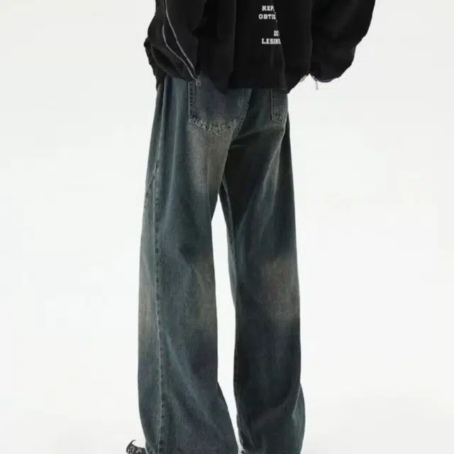 木木兔 美式复古做旧水洗直筒宽松显瘦阔腿工装裤拖地休闲裤 男款