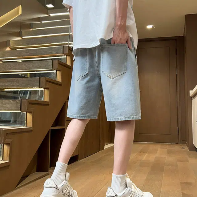 木木兔 美式复古潮牌百搭小众时尚高级感五分裤牛仔短裤 男款