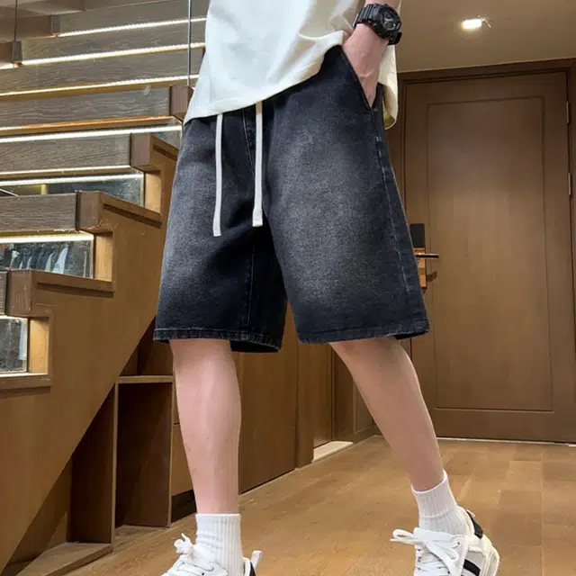 木木兔 美式复古潮牌百搭小众时尚高级感五分裤牛仔短裤 男款
