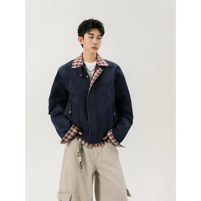 木木兔 美式立领工装潮牌情侣宽松外套飞行时尚夹克 男款