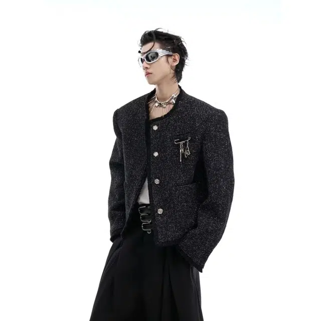 木木兔设计感外套 气质轻奢亮丝小香风网红时尚垫肩夹克 儿童款