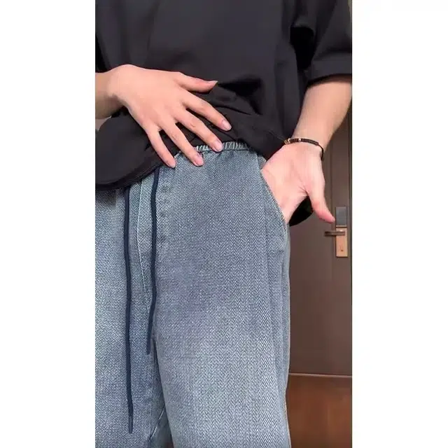 木木兔 美式复古痞帅潮牌休闲直筒百搭小众时尚设计感五分裤牛仔短裤 男款