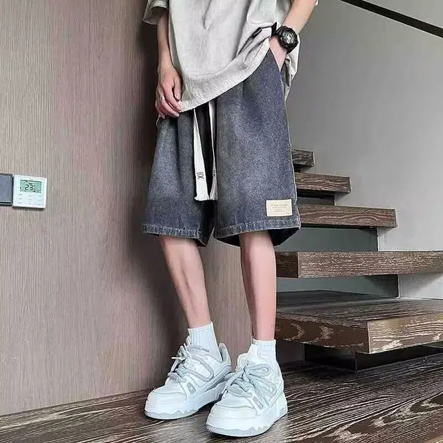 木木兔 美式高街复古潮牌牛仔短裤 男款